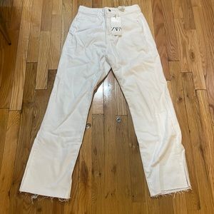 Zara High Rise Straight white denim jeans